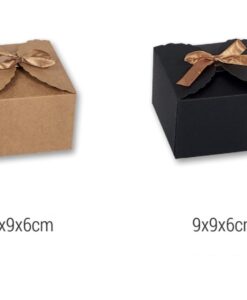 Κουτάκι χάρτινο με κορδελίτσα 9*9*6 καφέ