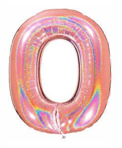 Ροζ- χρυσό glitter foil μπαλόνι 0-9νούμερα