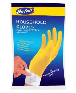 Safari γάντια καθαριότητας, medium Κίτρινα Latex 2τμχ