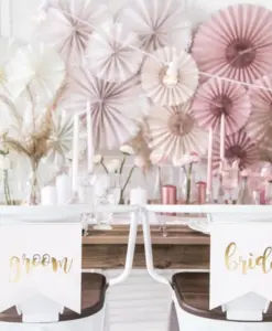 Ξύλινα Σήματα "Νύφη & Γαμπρός" για Καρέκλες Γάμου