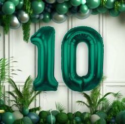 Σκούρο Πράσινο Foil Αριθμοί – Λάμψη και Στυλ στο Παιδικό Πάρτι!