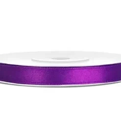 Κορδέλα Σατέν Μωβ με Ούγια Μονής όψης 6mm  - Ιδανική για DIY Δημιουργίες και Στολισμούς